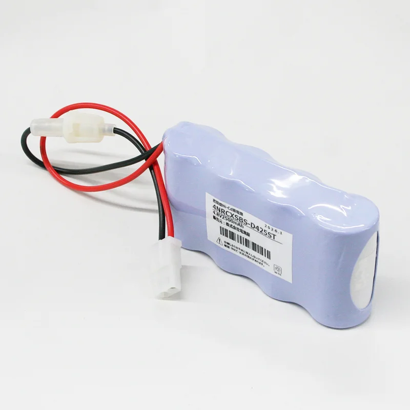 4NR-CX-SB相当品 電池屋製新品 東芝ライテック製誘導灯器具・非常灯器具用交換電池  4.8V2500mAh S型 ＜年度シール付き＞ コネクター付きそのまま取付できます。
