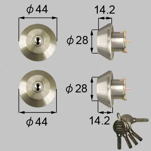 DDZZ4022 LIXIL・トステム 純正部品 ドア錠セット ユーシン WNシリンダー 玄関ドア部品 本体2個 キー5個セット