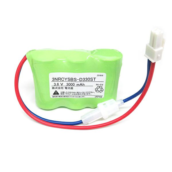 3HR-CY-SMB相当品 電池屋製 新品 東芝ライテック相当品 3.6V3000mAh S型 ＜年度シール付き＞ ( 3NR-CY-S B 相当品) 東芝ライテック 相当品 コネクター付きそのまま取付できます。