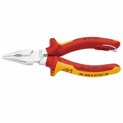 0826-145TBK 絶縁ニードルノーズペンチ 落防(BK) KNIPEX(クニペックス)