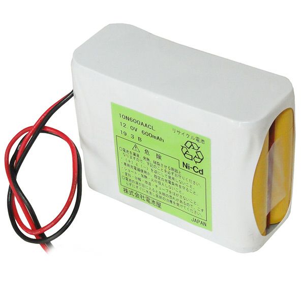 10N-600AACL相当品(同等品) 電池屋製 新品 SANYO製相当品 組電池製作バッテリー W型 荏原製作所製 非常通報装置用バッテリー 等用 12V600mAh コネクタなしリード線切りっぱなし エレベータ用等