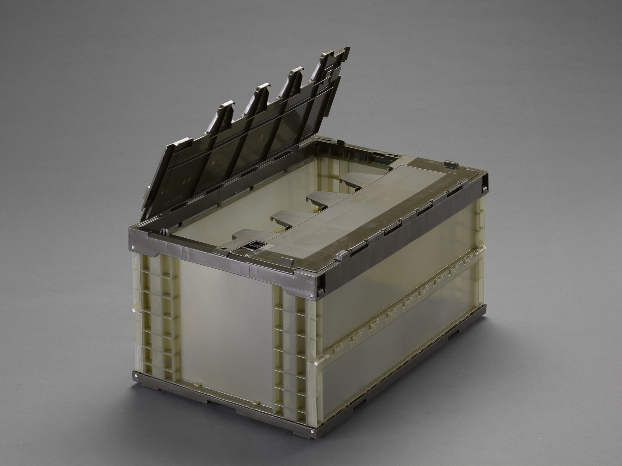 EA506AA-100E エスコ 649x439x340mm/73.9L折畳コンテナ(半透明・蓋/5コ (ESCOオリジナル ポリプロピレン)