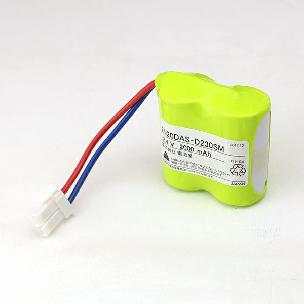 2N20DA相当品 電池屋製 新品 三菱電機製誘導灯用交換電池  2.4V2000mAh  ※ヒューズ付き ＜年度シール付き＞ コネクター付きそのまま取付できます。