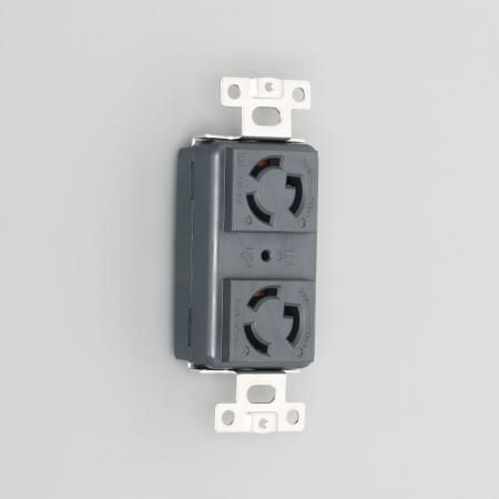 3110HD-L5-BK アメリカン電機 複式横型埋込コンセント 黒 接地形2P 15A 125V <引掛形 NEMA規格 L5-15>