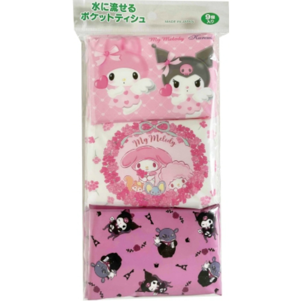 ハヤシ商事 純正品 ポケットティシュ マイメロディ＆クロミ９コパック 4977033116915【単品販売。ケース販売ではございません。】