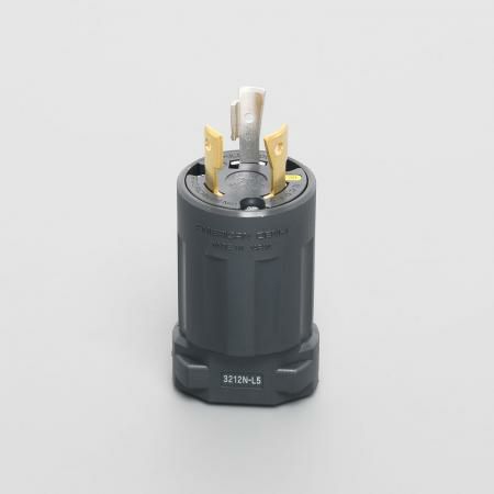 3212N-L5 アメリカン電機 プラグ ナイロンカバー 黒 接地形2P 20A 125V <引掛形 NEMA規格 L5-20>