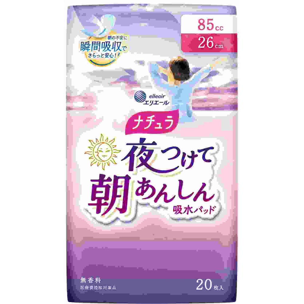 大王製紙 純正品 ナチュラ夜つけて朝あんしん吸水パッド26cm85cc20枚 4902011111163【単品販売。ケース販売ではございません。】