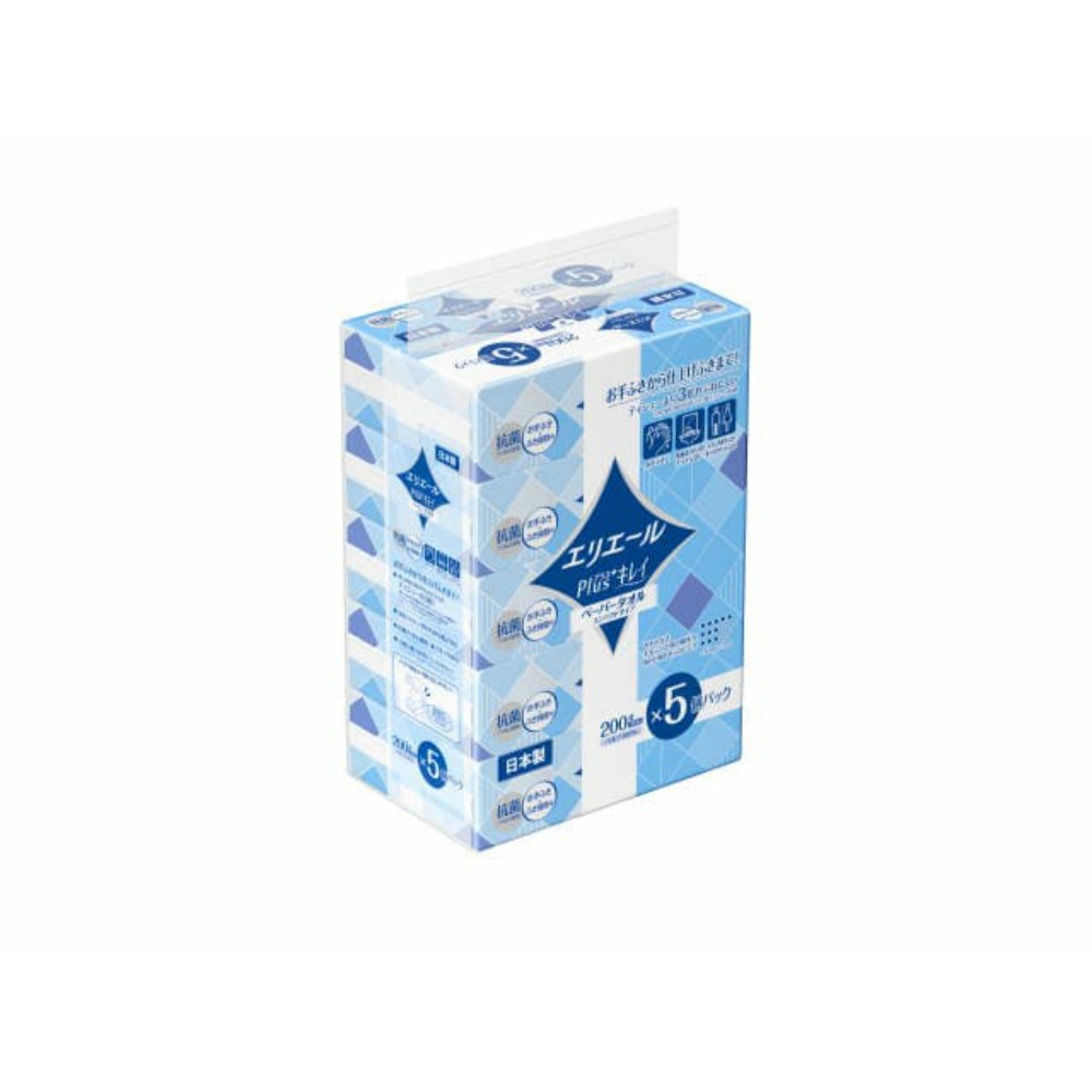 大王製紙 純正品 エリエールＰｌｕｓ＋キレイペーパータオルコンパクトタイプ２００Ｗ５Ｐ 4902011824377【単品販売。ケース販売ではございません。】