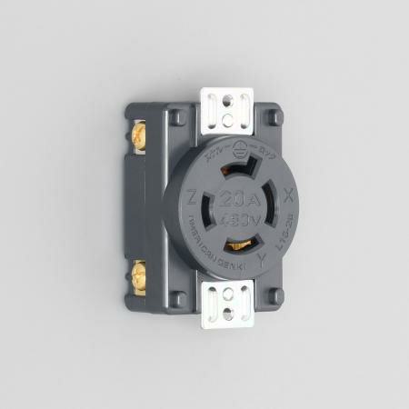4240-P-L16 アメリカン電機 パネル用コンセント 接地形3P 20A 480V <引掛形 NEMA規格 L16-20>