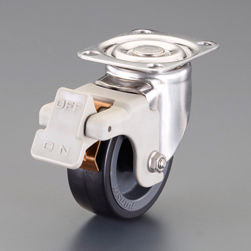 EA986PT-554 エスコ 125mm キャスター(自在金具・ブレーキ付・ステンレス製) (ナンシン SU-STC-125GNU S-2)