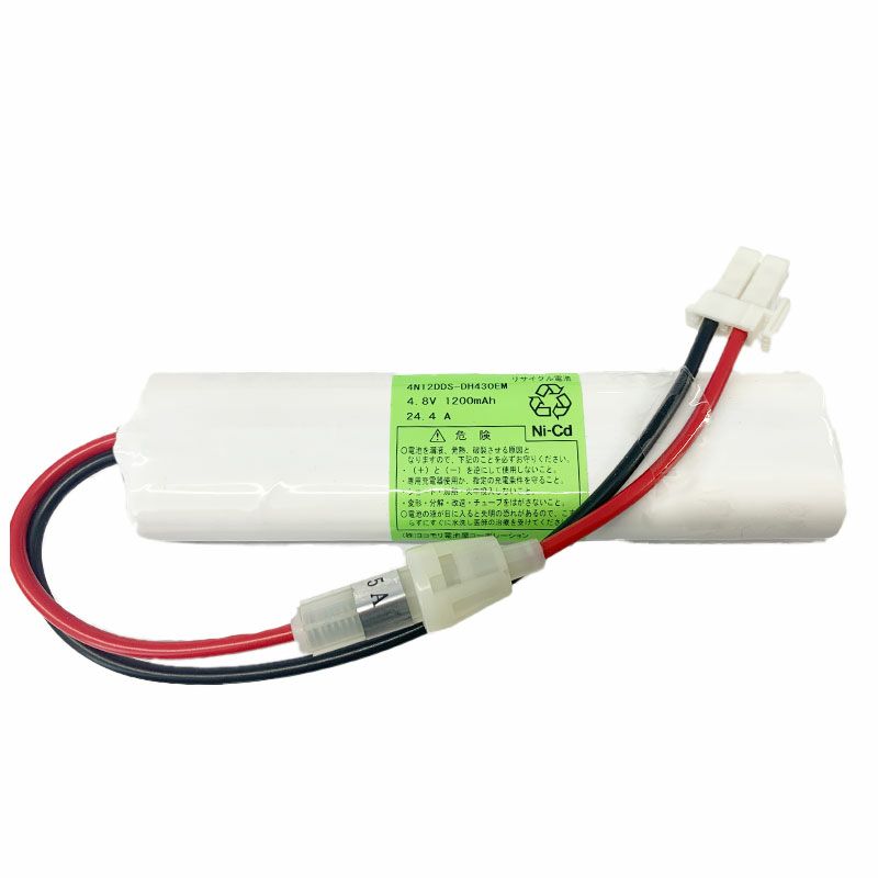 4N12DD相当品 電池屋製 新品 三菱電機製誘導灯器具用交換電池 4.8V1200mAh<年度シール付き> コネクター付きそのまま取付できます。