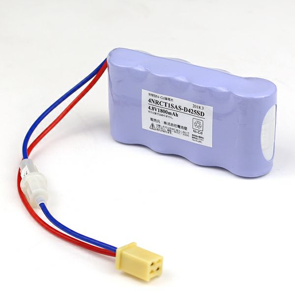 4NR-CT-1SA相当品 (同等品) 電池屋製 新品 日立製作所製非常灯器具用交換電池 4.8V1800mAh <年度シール付き> コネクター付きそのまま取付できます。