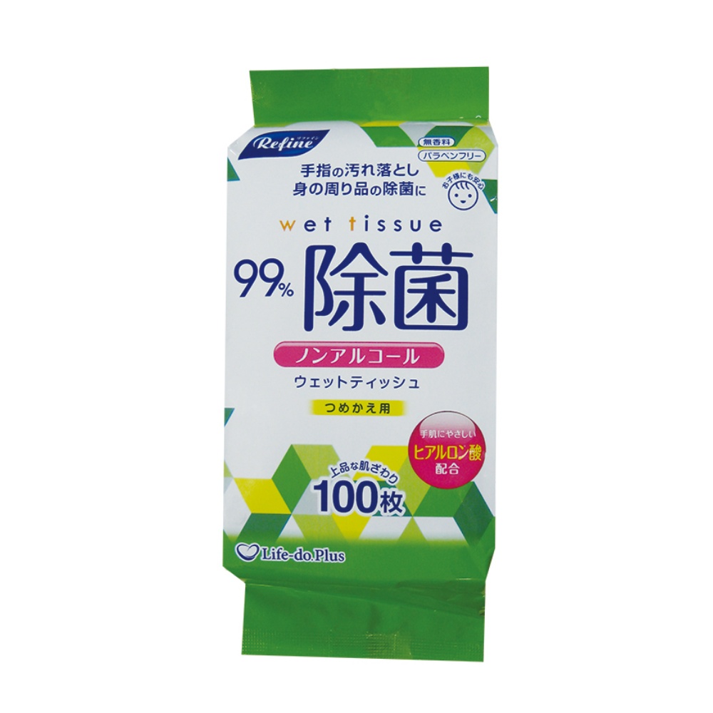 ライフ堂 純正品 LD-107 リファイン ノンアルコール ウェットティッシュ 詰替 100枚 4589506150045【単品販売。ケース販売ではございません。】