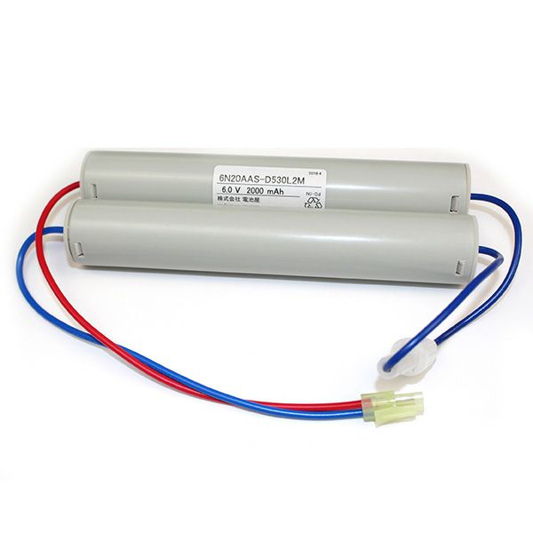 6N20AA相当品(同等品) 三菱電機製非常灯器具用交換電池 6.0V2000mAh<年度シール付き> コネクター付きそのまま取付できます。