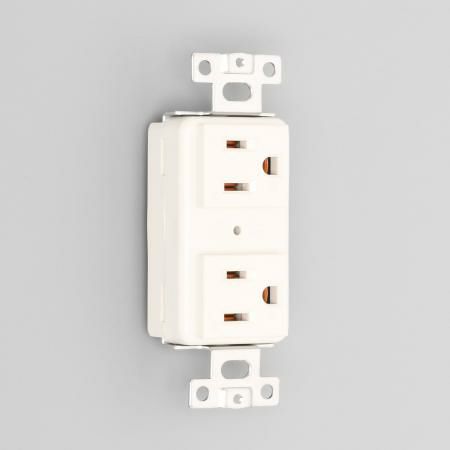 7110GHDアメリカン電機 複式横型埋込コンセント 白 接地形2P 15A 125V <平刃形 NEMA規格 5-15>