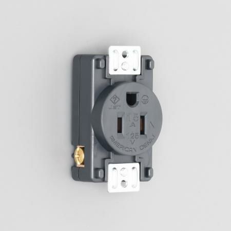 7110GN-P アメリカン電機 パネル用コンセント 接地形2P 15A 125V <平刃形 NEMA規格5-15>