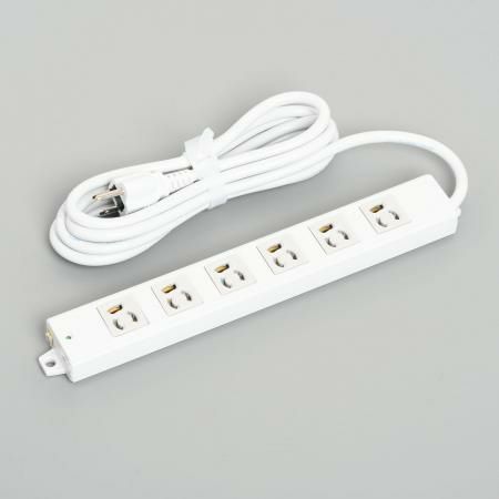 A8001 アメリカン電機 接地形2P 15A 125V 汎用OAタップ 抜止形6ヶ口 コード3M 平刃形プラグ
