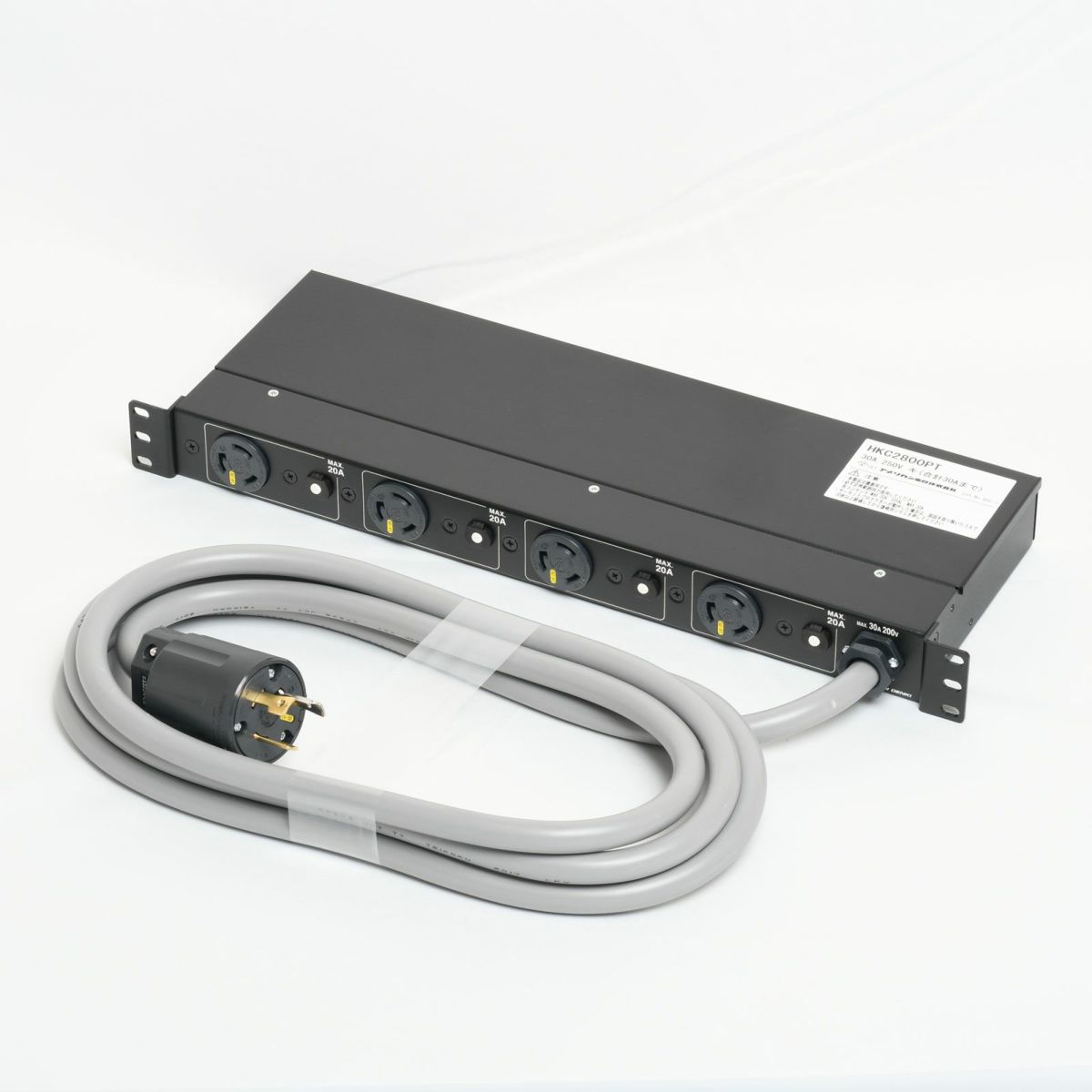 HKC2800PT アメリカン電機 1Uコンセントバー 4ヶ口 20Aサーキット プロテクター付 接地形2P 20A 250V <引掛形 NEMA規格 L6-20>