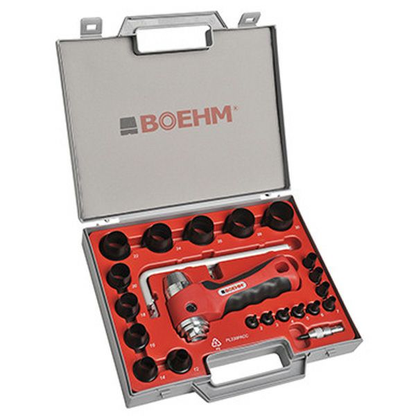 JLB230PACC BOEHM(ボエム) 穴あけポンチ 振動吸収ハンマー式ハンドル、円形カッター(最大Φ330mm)ポンチ15個セット
