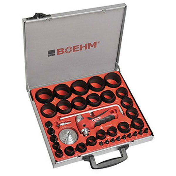 JLB260PACC BOEHM(ボエム) 穴あけポンチ 振動吸収ハンマー式ハンドル、円形カッター(最大Φ420mm)ポンチ34個セット