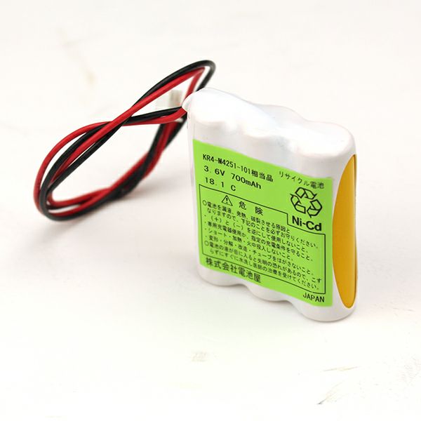 KR4-M4251-101相当品 電池屋製新品 組電池 3.6V700mAh S型 コネクター付 ヤマハ ロボット用アブソバッテリー等