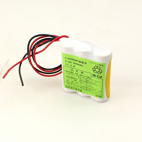 3.6V600mAh(3.6V700mAh) S型 組電池製作バッテリー コネクタなしリード線切りっぱなし【DK3AA07SC】エレベータ用等