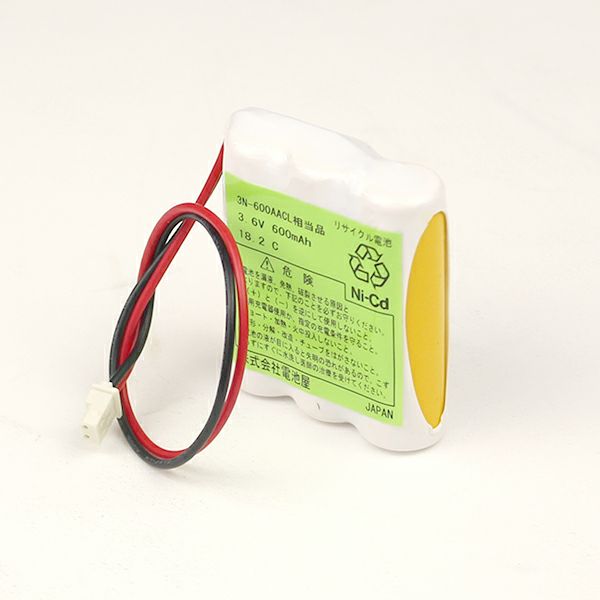 3N-600AACL (3N600AACL) 相当品 電池屋新品 SANYO相当 コードレスホン 等用 3.6V600mAh コネクター付 (3N600AACLS)