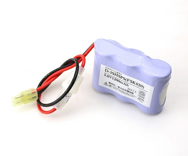 N-3SHSP相当品 （FSK020相当品）電池屋製新品 SANYO製誘導灯用交換電池  3.6V1200mAh(1800mAh電池使用) ※ヒューズ付き＜年度シール付き＞ コネクター付きそのまま取付できます。 【送料全国一律275円】
