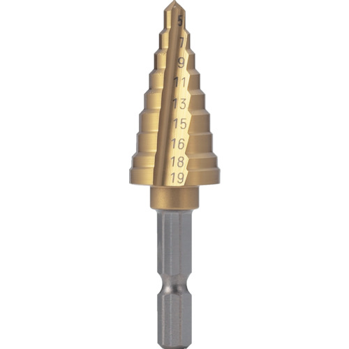 NMS-19EG-H トラスコ中山 TRUSCO 六角軸電気設備用ステップドリル 2枚刃チタンコーティング 19mm【発注単位:1】