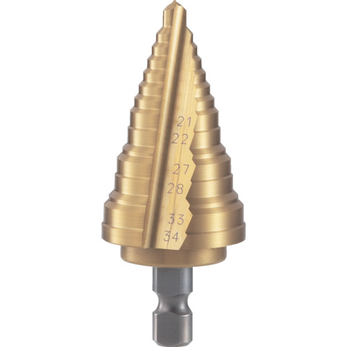 NMS-34EG トラスコ中山 TRUSCO 電気設備用ステップドリル 2枚刃チタンコーティング 21~34mm【発注単位:1】