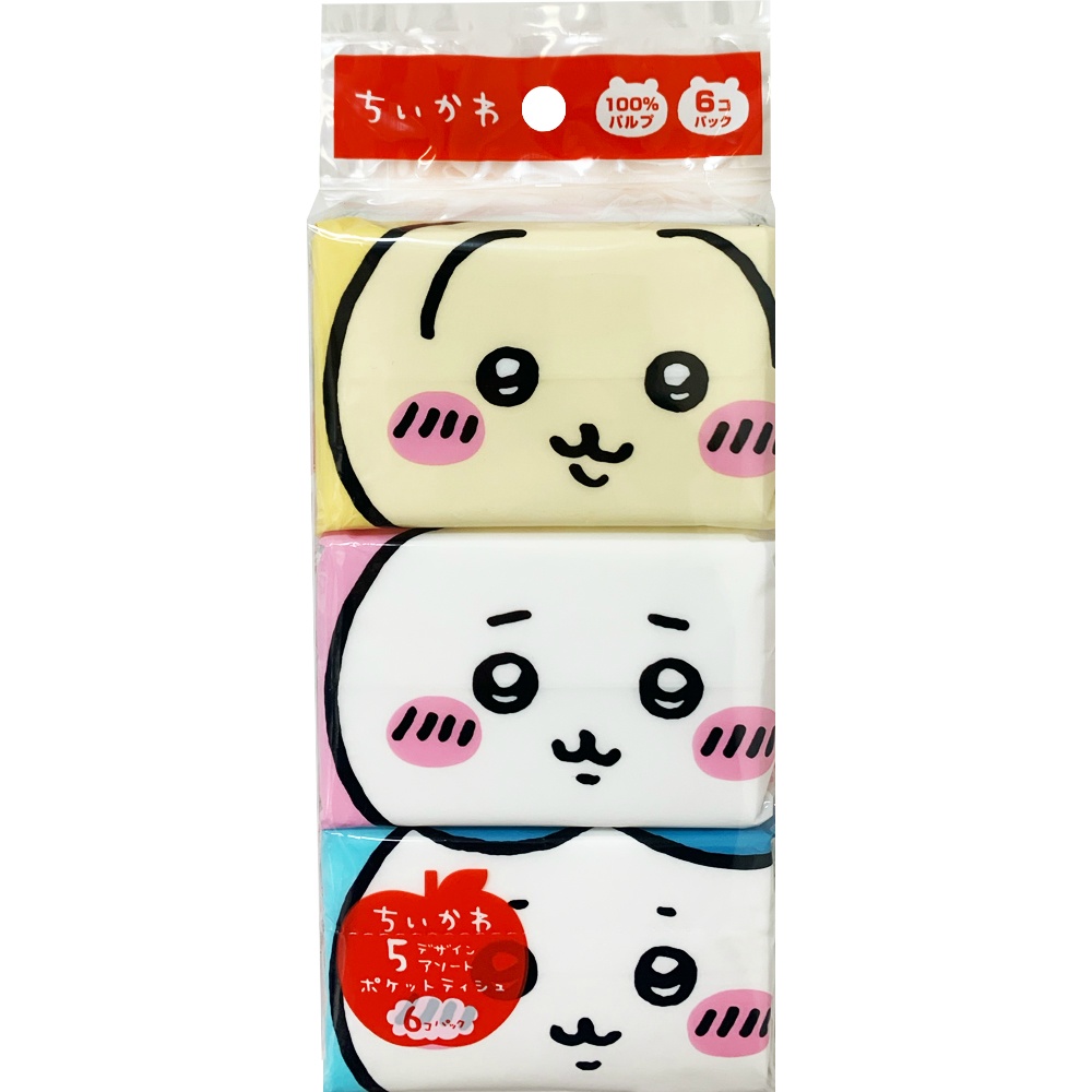 河野製紙 純正品 ちいかわミニポケットティシュ6個パック 4901451164432【単品販売。ケース販売ではございません。】