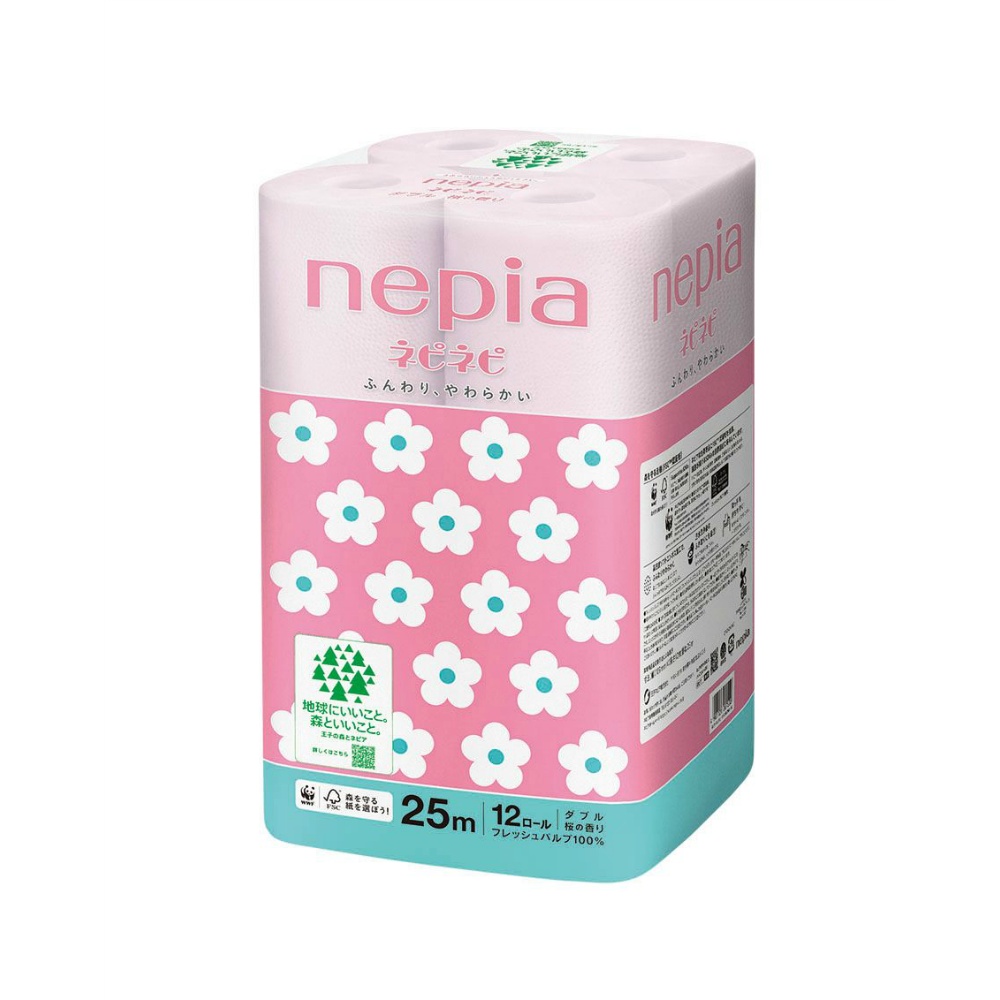 王子ネピア 純正品 ネピアネピネピトイレットロール12ロールダブル桜25m 4901121274683【単品販売。ケース販売ではございません。】