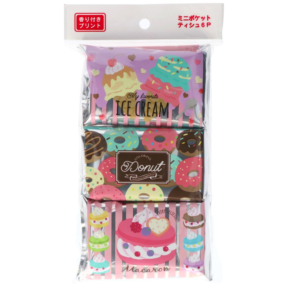 ダイレイ 純正品 スイーツパッケージ ポケットティッシュ 6個パック 4901988327218【単品販売。ケース販売ではございません。】