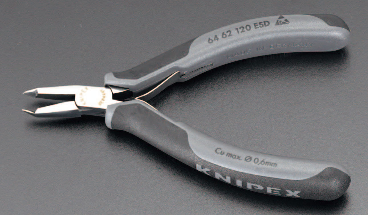 EA536KE-34 エスコ 120mm 精密用エンドニッパー(ESDグリップ/バネ付) (KNIPEX(クニペックス) 6462120ESD)